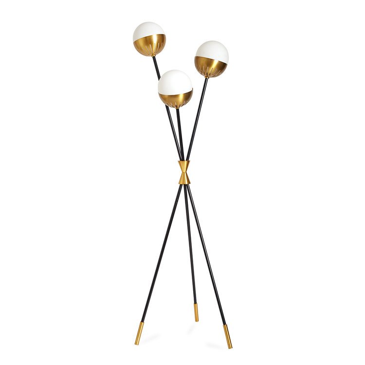 Торшер Caracas Tripod Floor Lamp Черный Белый Латунь Торшер Caracas Tripod Floor Lamp Черный Белый Латунь в Твери | Loft Concept