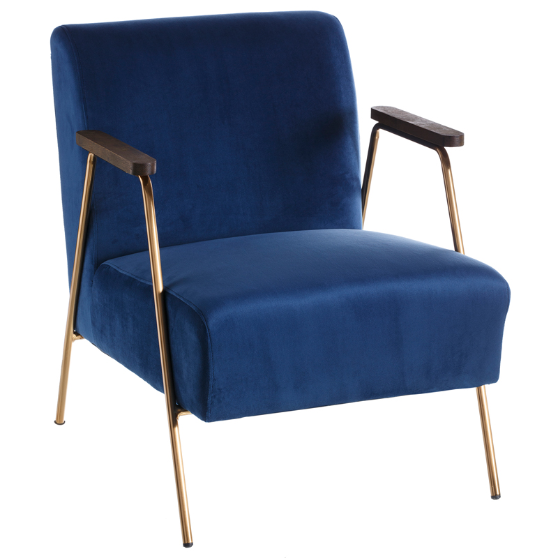 Кресло Domitila Armchair blue Синий Золотой Коричневый Кресло Domitila Armchair blue Синий Золотой Коричневый в Твери | Loft Concept