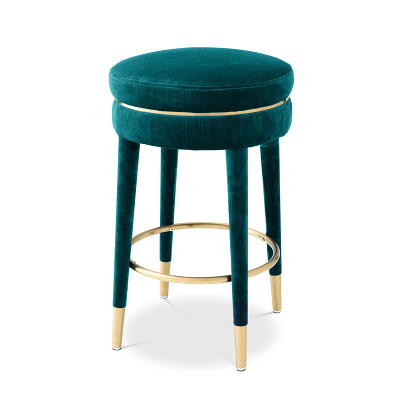 Полубарный стул Eichholtz Counter Stool Parisian blue Бирюзовый Латунь Полубарный стул Eichholtz Counter Stool Parisian blue Бирюзовый Латунь в Твери | Loft Concept