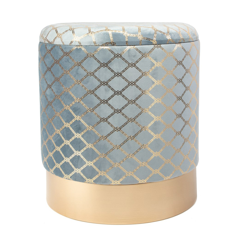 Пуф PUF Upholstery Gold Mesh голубой Голубой Золотой в Твери | Loft Concept 
