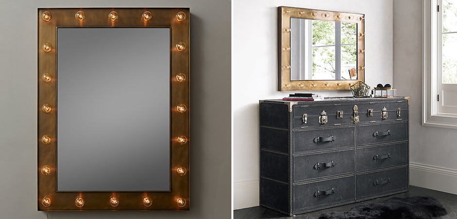 Зеркало с подсветкой Restoration Hardware ILLUMINATED Mirror brass Зеркало с подсветкой Restoration Hardware ILLUMINATED Mirror brass - Loft-Concept в Твери