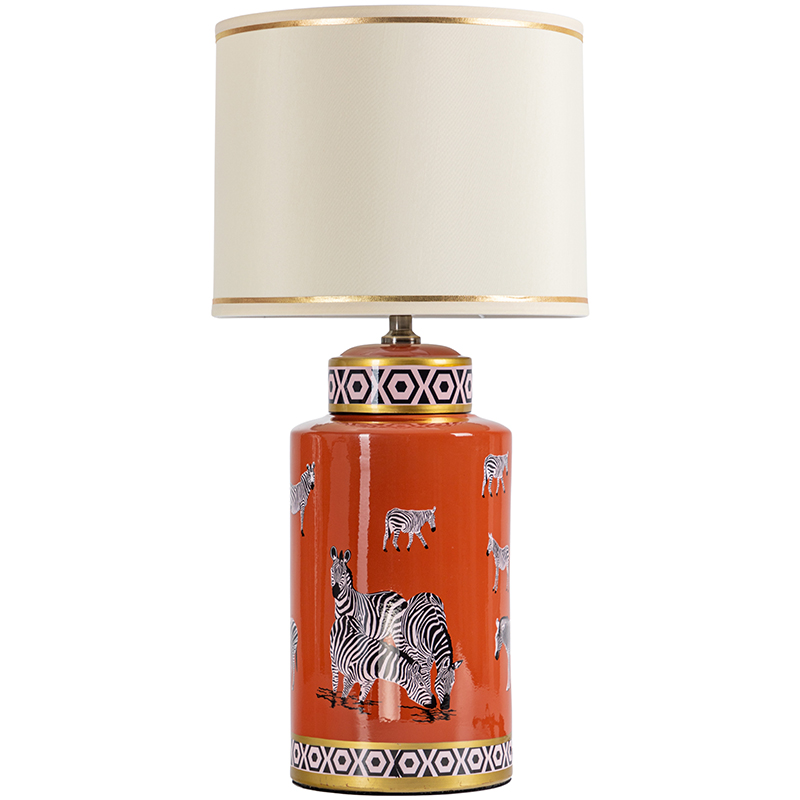 Настольная лампа Zebra Orange Lampshade Оранжевый Черно-белый Бежевый Золотой Настольная лампа Zebra Orange Lampshade Оранжевый Черно-белый Бежевый Золотой в Твери | Loft Concept