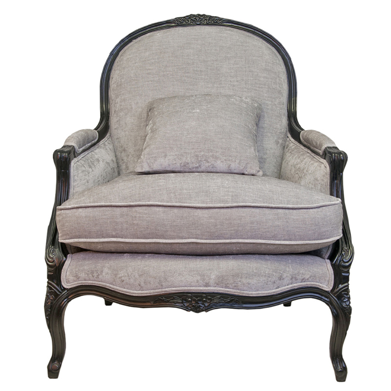 Кресло Ava Classical Armchair black and grey velour Серый Черный Кресло Ava Classical Armchair black and grey velour Серый Черный в Твери | Loft Concept