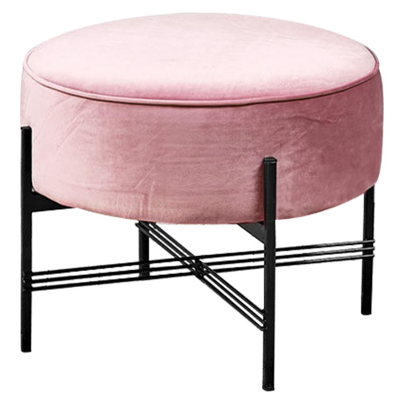 Пуф розовый велюровый Sanjay Velour Pouf Pink Дымчатая Роза Черный в Твери | Loft Concept 