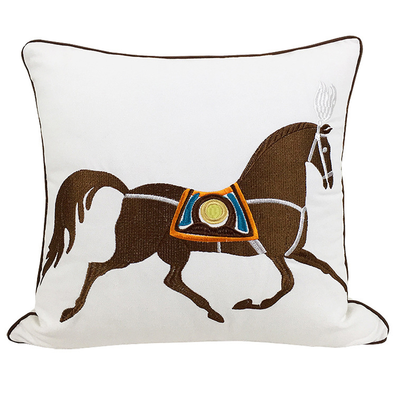 Декоративная подушка Hermes Horse Pillow Белый Коричневый Мульти Декоративная подушка Hermes Horse Pillow Белый Коричневый Мульти в Твери | Loft Concept