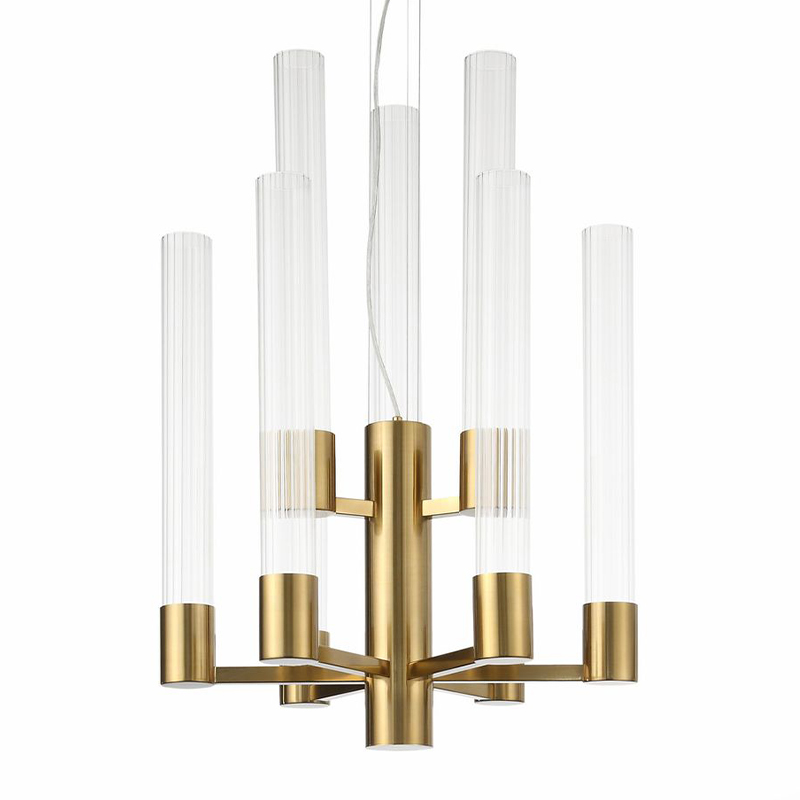 Люстра Jenae Glass Tubes Chandelier 9 Латунь Прозрачное Стекло Люстра Jenae Glass Tubes Chandelier 9 Латунь Прозрачное Стекло в Твери | Loft Concept