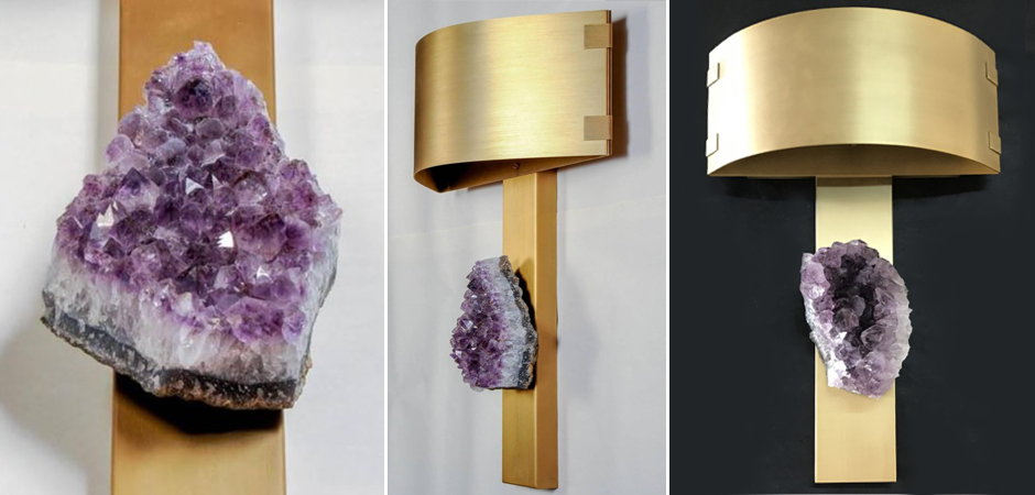 Бра Natural Amethyst and Curved Shades Wall Lamp Бра Natural Amethyst and Curved Shades Wall Lamp - Loft-Concept в Твери