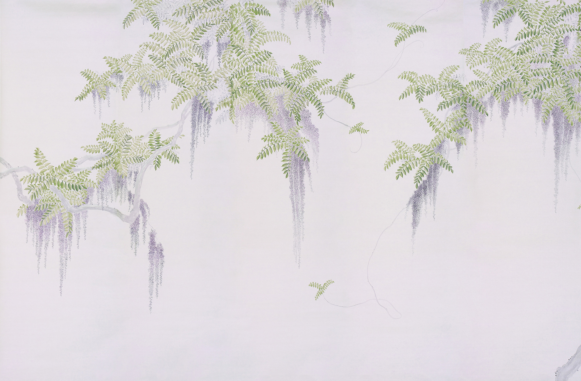Обои в японском стиле Wisteria Lavender on Lilac Mica metallic Xuan paper Обои в японском стиле Wisteria Lavender on Lilac Mica metallic Xuan paper - постер Loft-Concept в Твери