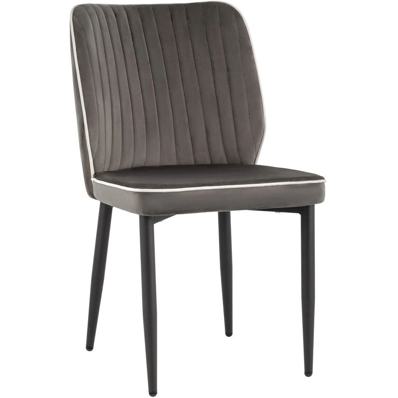 Стул Lawrence Chair Серый Велюр Белый кант Серый Белый Черный Стул Lawrence Chair Серый Велюр Белый кант Серый Белый Черный в Твери | Loft Concept