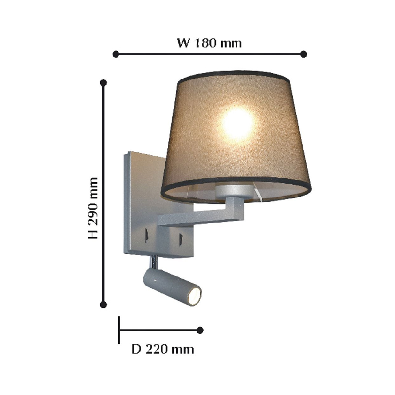 Бра с абажуром и поворотным спотом Trumpet Lamp Grey Бра с абажуром и поворотным спотом Trumpet Lamp Grey в Твери