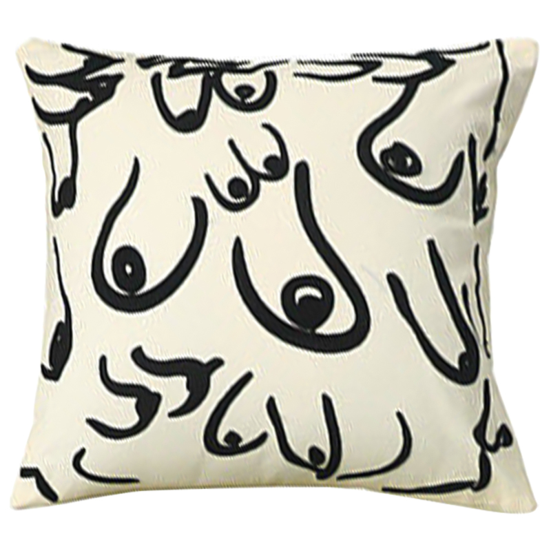 Декоративная подушка Breast Pattern Cushion Белый Черный Декоративная подушка Breast Pattern Cushion Белый Черный в Твери | Loft Concept