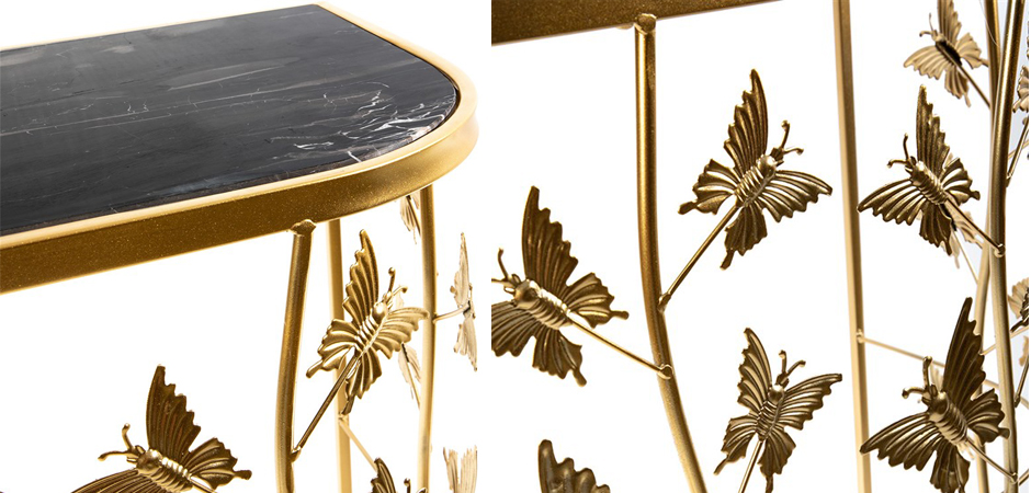 Консоль Gold Butterfly чёрный мрамор Консоль Gold Butterfly чёрный мрамор - Loft-Concept в Твери