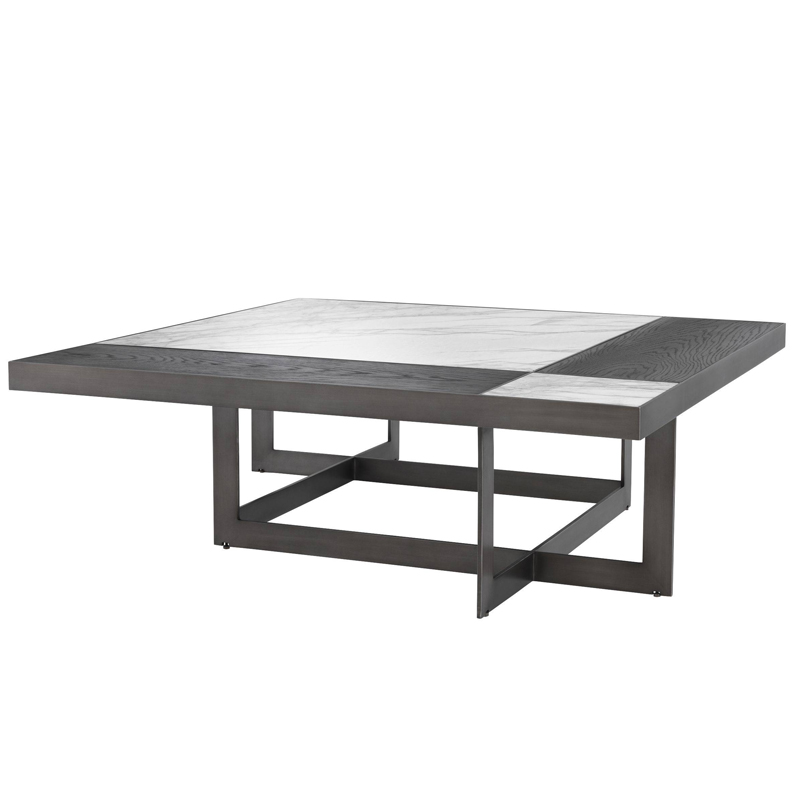 Кофейный стол Eichholtz Coffee Table Hermoza Мокко Белый Мрамор Bianco Темная бронза Кофейный стол Eichholtz Coffee Table Hermoza Мокко Белый Мрамор Bianco Темная бронза в Твери | Loft Concept