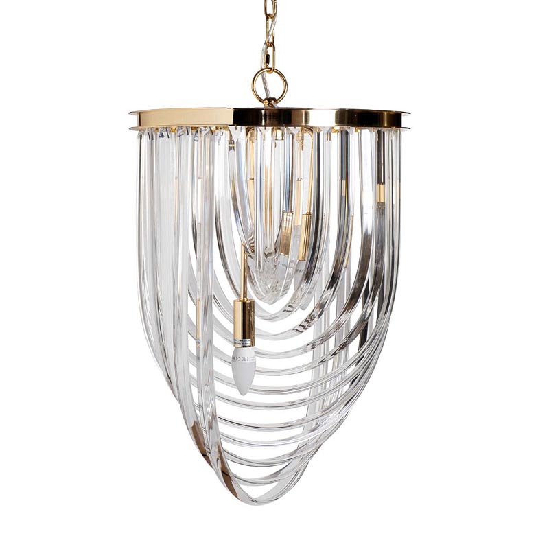 Люстра Retro FROZEN GLASS gold 3 lamp Глянцевое золото Люстра Retro FROZEN GLASS gold 3 lamp Глянцевое золото в Твери | Loft Concept