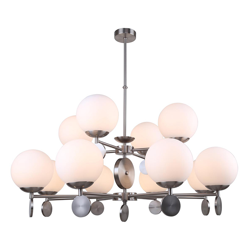 Люстра Kyran Nickel Chandelier 12 Никель Белый Люстра Kyran Nickel Chandelier 12 Никель Белый в Твери | Loft Concept