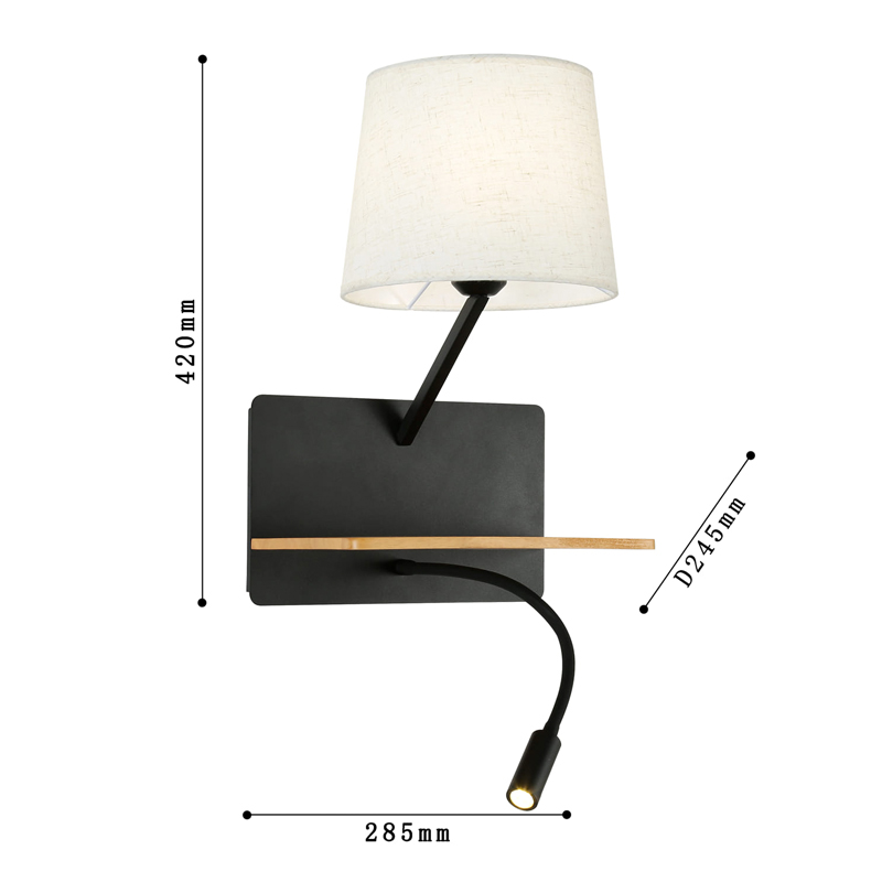 Бра с абажуром и гибким спотом Trumpet Wall Black USB Бра с абажуром и гибким спотом Trumpet Wall Black USB в Твери