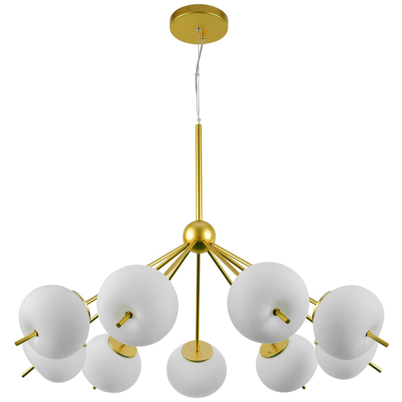 Люстра White ball brass Louise 9 Белое матовое стекло Латунь Люстра White ball brass Louise 9 Белое матовое стекло Латунь в Твери | Loft Concept