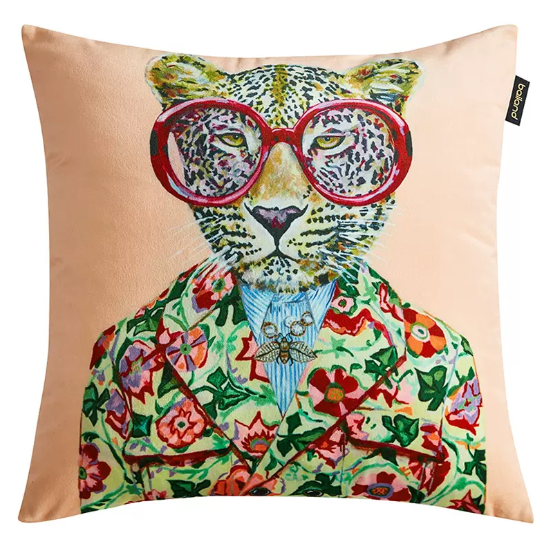 Декоративная подушка Стиль Gucci Fashion Animals Cushion Peach Мульти Декоративная подушка Стиль Gucci Fashion Animals Cushion Peach Мульти в Твери | Loft Concept