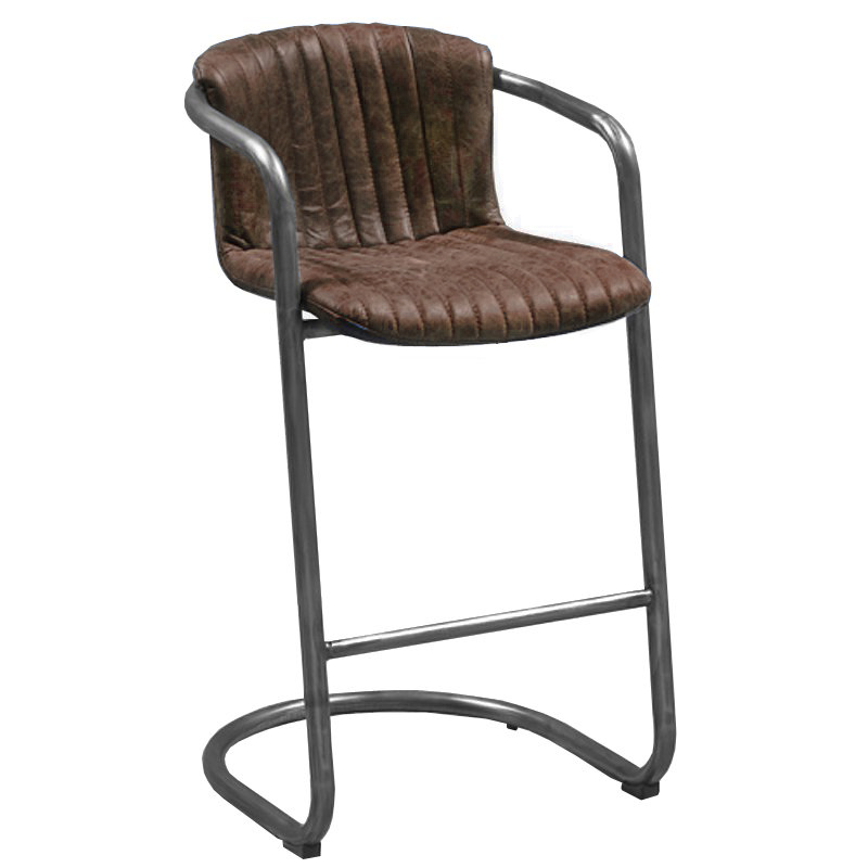 Барный стул Desmond bar stool LEATHER Brown Коричневый винтаж Графитовый в Твери | Loft Concept 