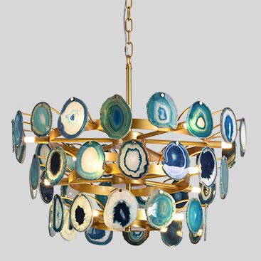 Люстра Agate Burst Chandelier 3 Round blue Зеленый Золотой Люстра Agate Burst Chandelier 3 Round blue Зеленый Золотой в Твери | Loft Concept