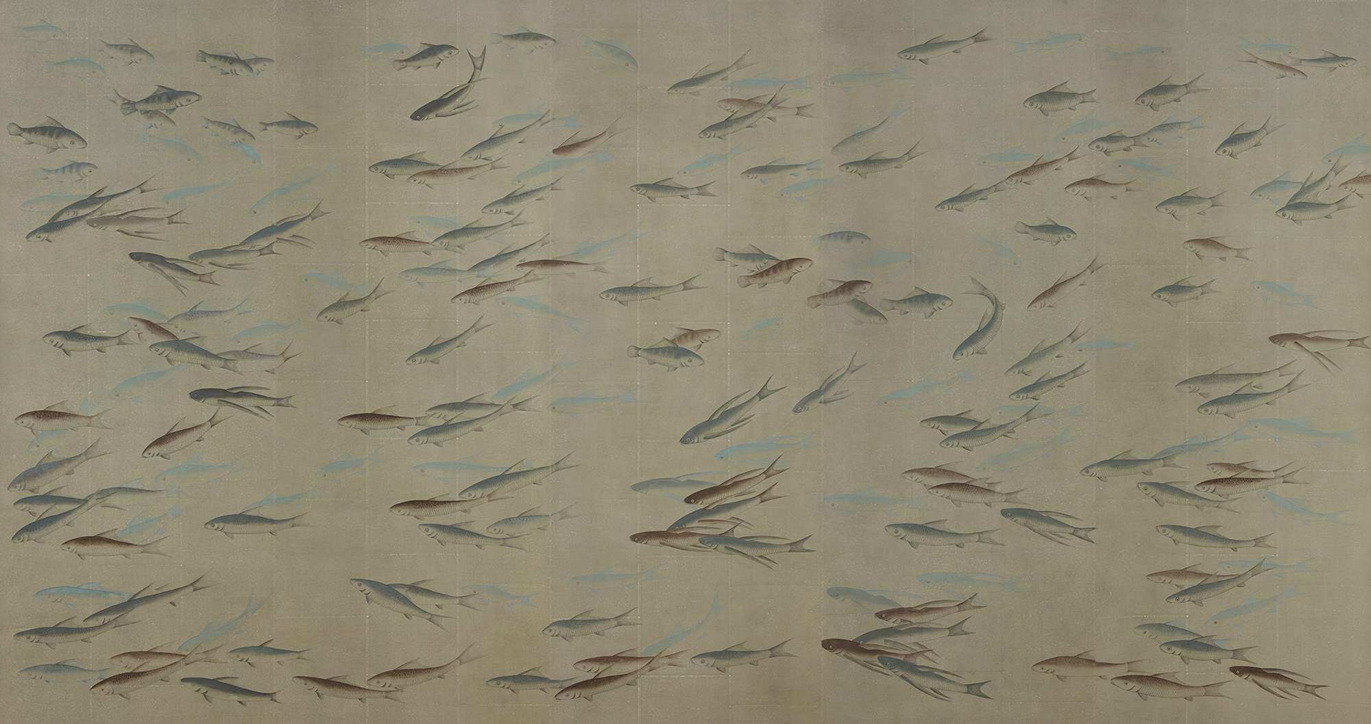 Обои ручная роспись Fishes Special Colourway on Lead Grey India tea paper Обои ручная роспись Fishes Special Colourway on Lead Grey India tea paper - постер Loft-Concept в Твери