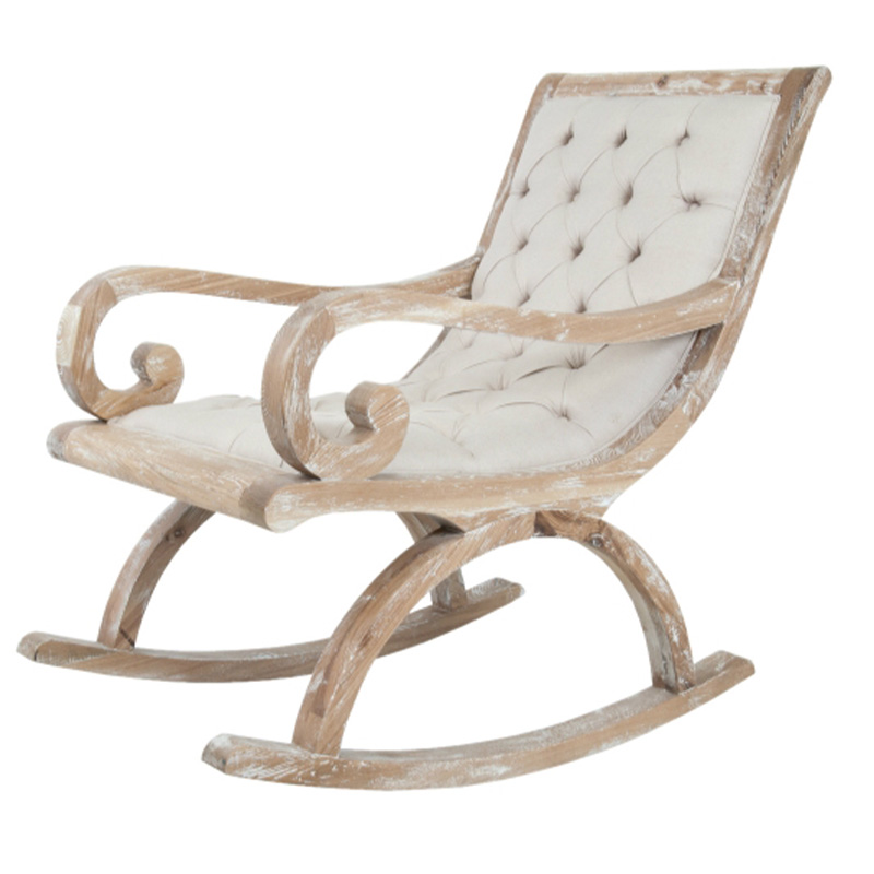 Кресло-качалка с мягкой обивкой из льна Ella Armchair beige Бежевый Коричневый Кресло-качалка с мягкой обивкой из льна Ella Armchair beige Бежевый Коричневый в Твери | Loft Concept