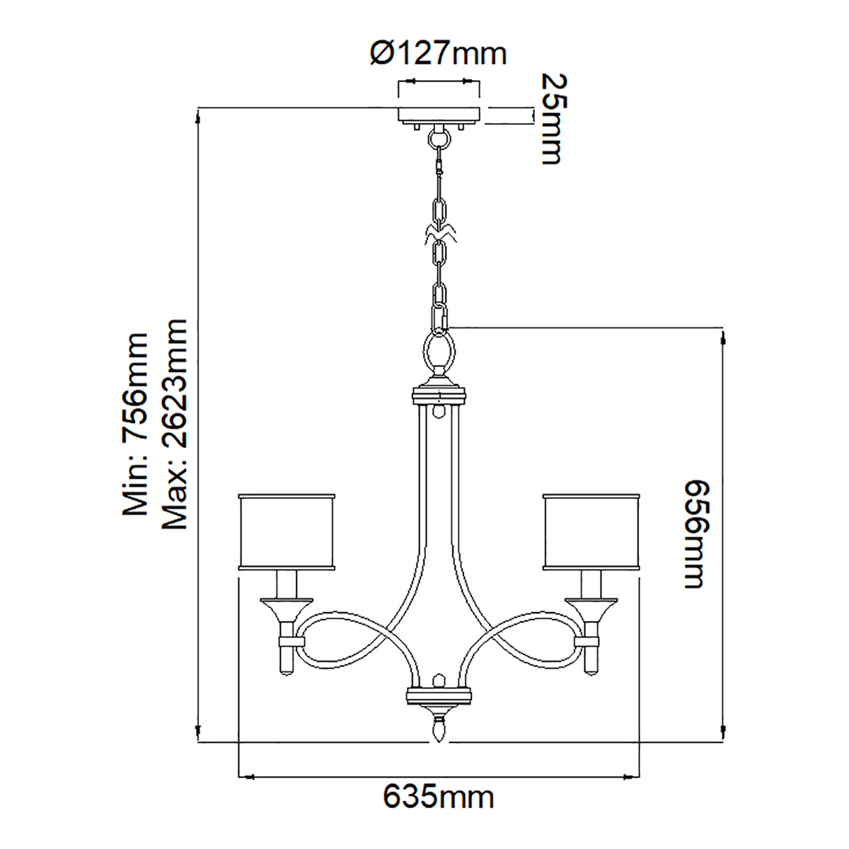 Люстра с белыми тканевыми абажурами в прозрачных стеклянных цилиндрах Kichler в Твери