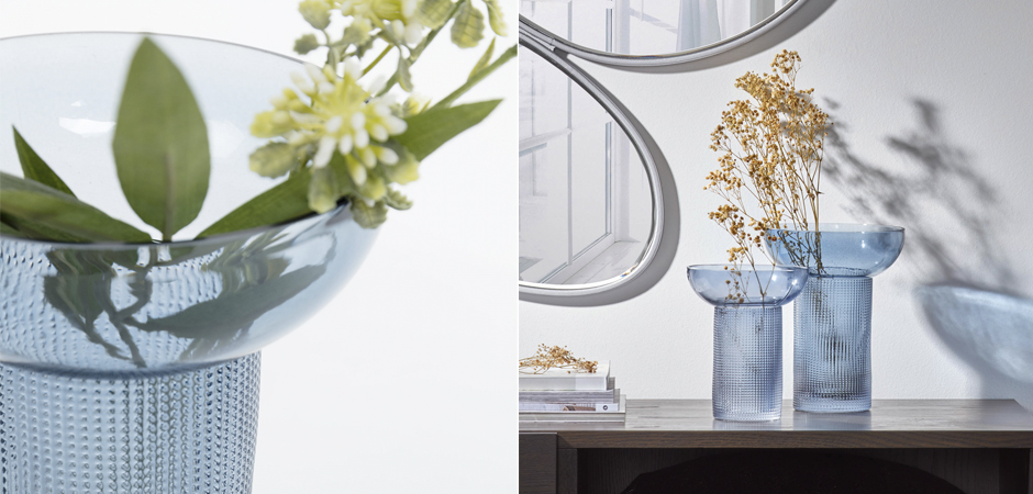 Ваза синее рельефное стекло - Loft-Concept в Твери