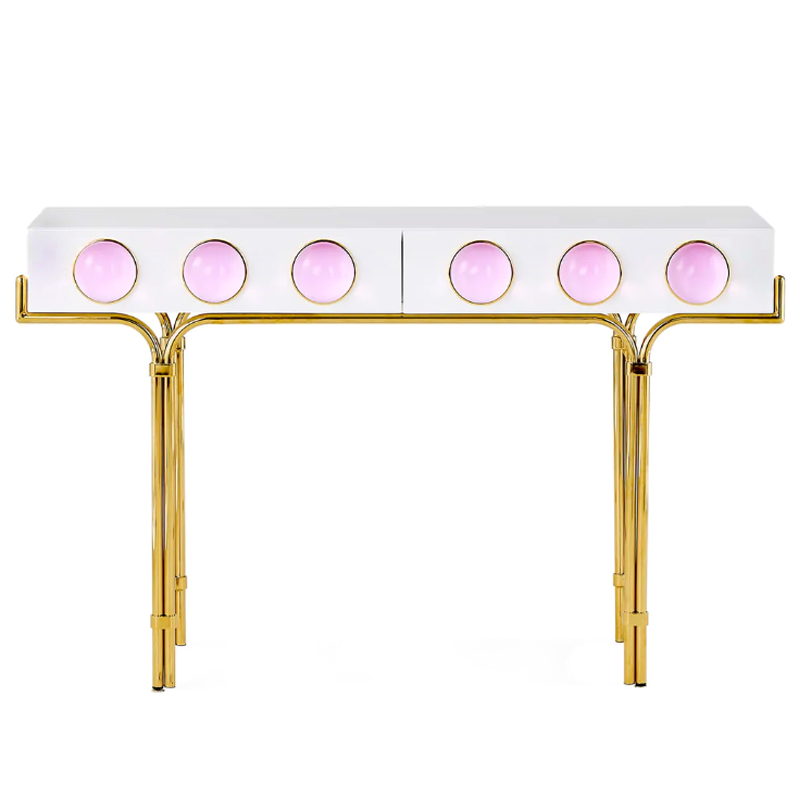 Консоль Globo Console Розовый цвет Белый Розовый Золотой Консоль Globo Console Розовый цвет Белый Розовый Золотой в Твери | Loft Concept