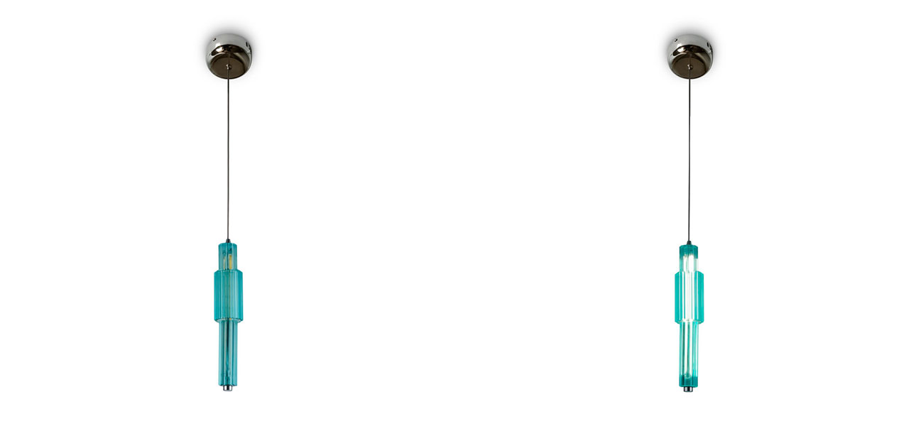 Светильник с вертикальным узким плафоном Fuse Crystal Blue - фото