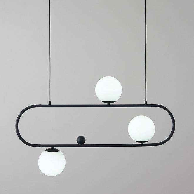 Люстра Horizontal Balls Balance Black 3 Черный Белый Люстра Horizontal Balls Balance Black 3 Черный Белый в Твери | Loft Concept