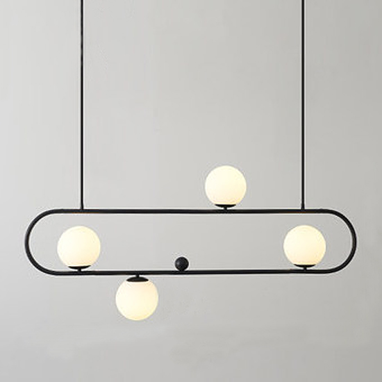 Люстра Horizontal Balls Balance Black 4 Черный Белый Люстра Horizontal Balls Balance Black 4 Черный Белый в Твери | Loft Concept