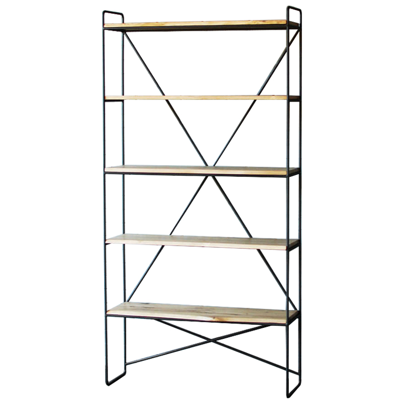 Стеллаж Hart Industrial Metal Rust Rack Черный Древесина Стеллаж Hart Industrial Metal Rust Rack Черный Древесина в Твери | Loft Concept