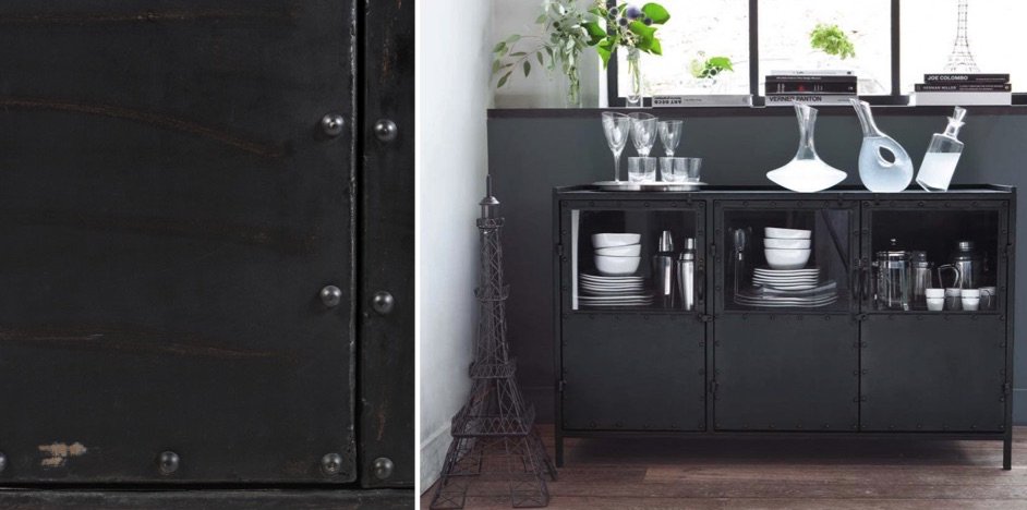 Буфет в стиле Лофт черный Industrial Vitre Big Buffet Буфет в стиле Лофт черный Industrial Vitre Big Buffet - Loft-Concept в Твери
