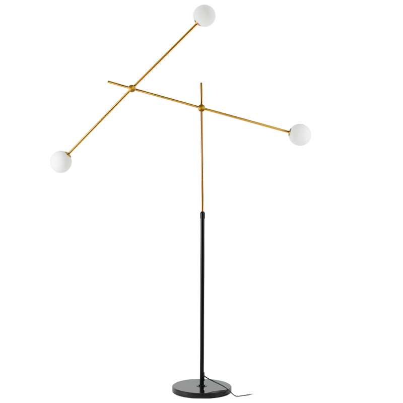 Торшер Baton FLOR LAMP 3 Черный Белый Латунь в Твери | Loft Concept 