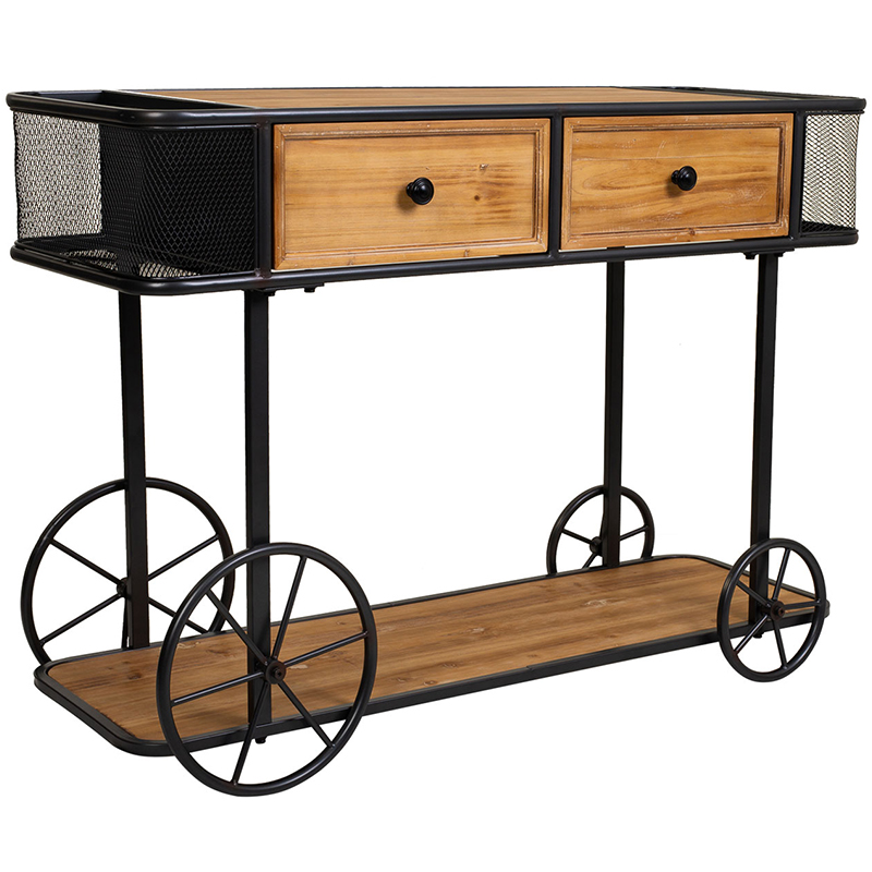 Консоль на колесах c 2-мя выдвижными ящиками Cabrera Console Древесина Черный Консоль на колесах c 2-мя выдвижными ящиками Cabrera Console Древесина Черный в Твери | Loft Concept