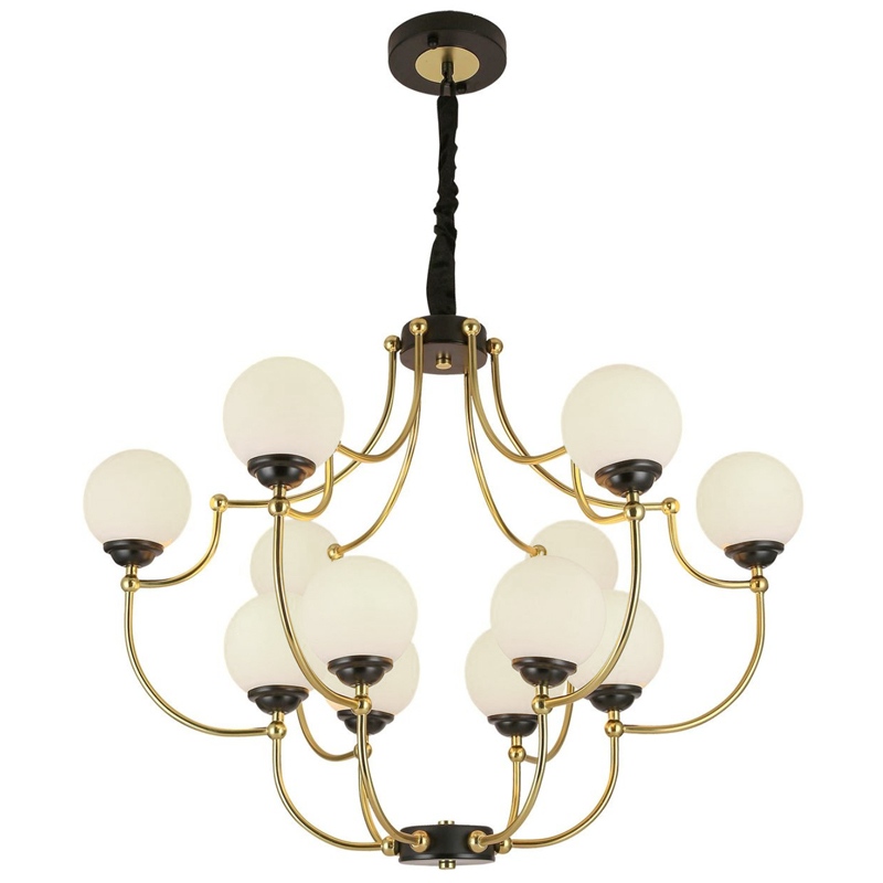 Люстра White Ball Valley Arredoluce Chandelier 12 Прозрачный белый Латунь Черный Люстра White Ball Valley Arredoluce Chandelier 12 Прозрачный белый Латунь Черный в Твери | Loft Concept