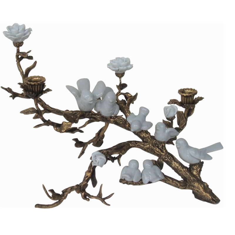 Подсвечник Bronze Branch Candlestick Белый Бронза Подсвечник Bronze Branch Candlestick Белый Бронза в Твери | Loft Concept