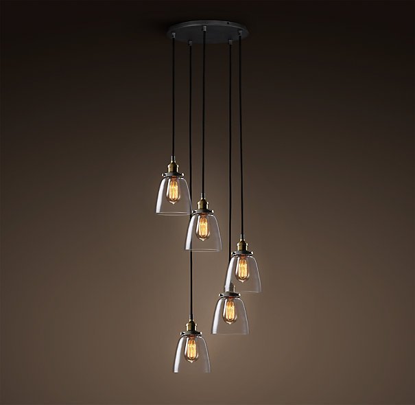 Подвесной светильник Loft Clear Glass Cloche 5 Черный Подвесной светильник Loft Clear Glass Cloche 5 Черный в Твери | Loft Concept