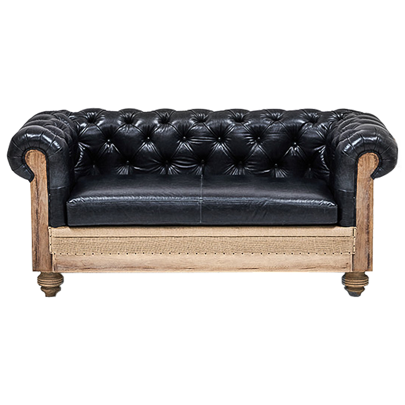 Диван Deconstructed Chesterfield Sofa double Black leather Черный Коричневый Диван Deconstructed Chesterfield Sofa double Black leather Черный Коричневый в Твери | Loft Concept