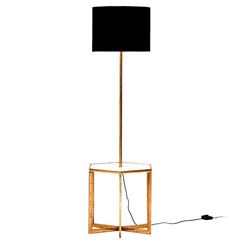 Напольная лампа Steno Floor lamp Белый Черный Винтажное глянцевое золото с состаренным эффектом Напольная лампа Steno Floor lamp Белый Черный Винтажное глянцевое золото с состаренным эффектом в Твери | Loft Concept
