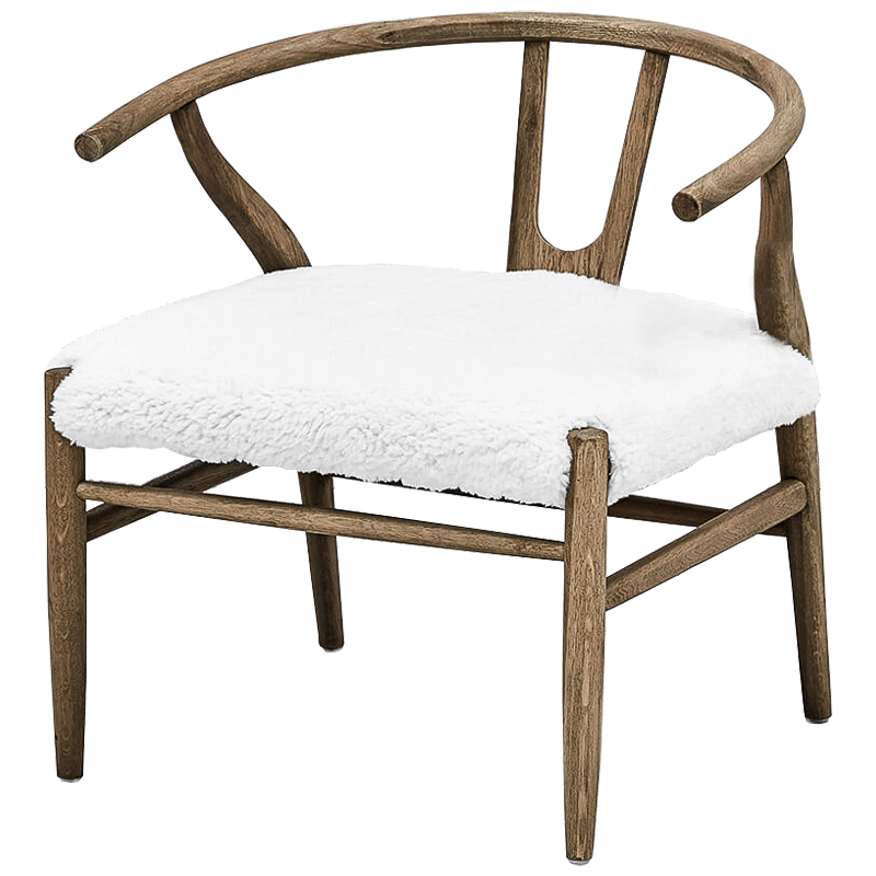 Стул Wishbone Faux Fur Stool Коричневый Белый Стул Wishbone Faux Fur Stool Коричневый Белый в Твери | Loft Concept