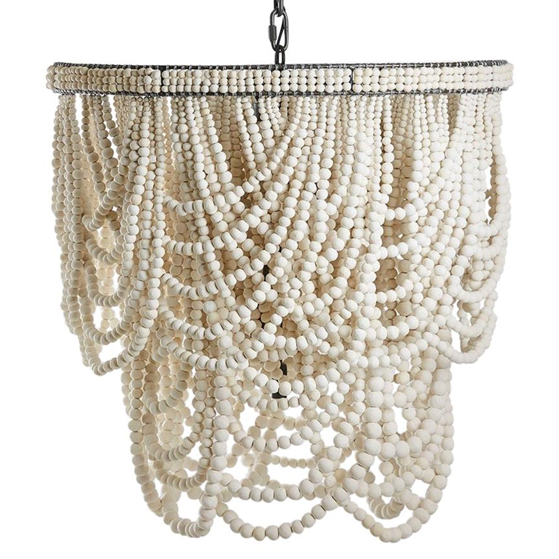 Двухъярусная люстра украшенная круглыми белыми бусинами Gradient Chandelier White Белый Темный хром в Твери | Loft Concept 