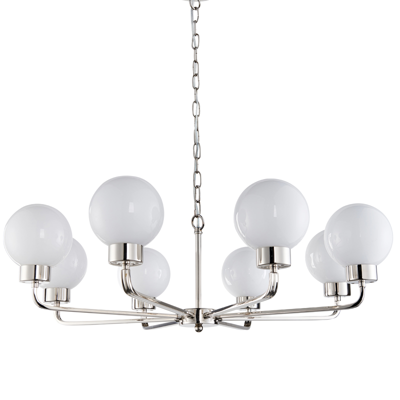 Люстра Zibille Chandelier Nickel Никель Белое матовое стекло Люстра Zibille Chandelier Nickel Никель Белое матовое стекло в Твери | Loft Concept