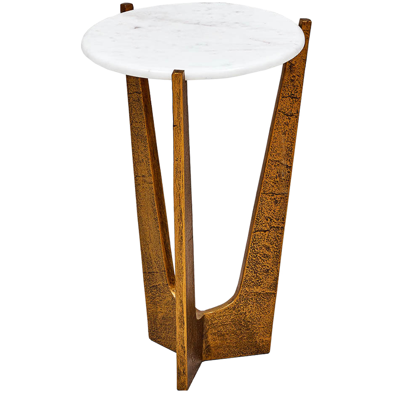 Приставной стол Anga Side Table Белый Винтажное Темное Золото Приставной стол Anga Side Table Белый Винтажное Темное Золото в Твери | Loft Concept