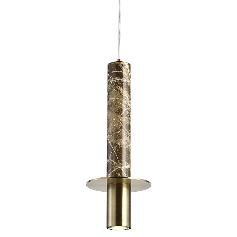 Подвесной светильник с декором под коричневый мрамор Shaw Marble Brass Латунь Коричневый Подвесной светильник с декором под коричневый мрамор Shaw Marble Brass Латунь Коричневый в Твери | Loft Concept