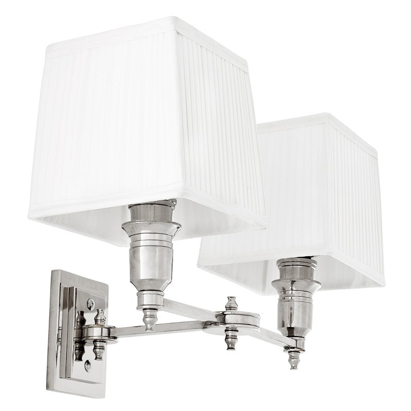 Бра Wall Lamp Lexington Double Nickel+White Никель Белый Бра Wall Lamp Lexington Double Nickel+White Никель Белый в Твери | Loft Concept