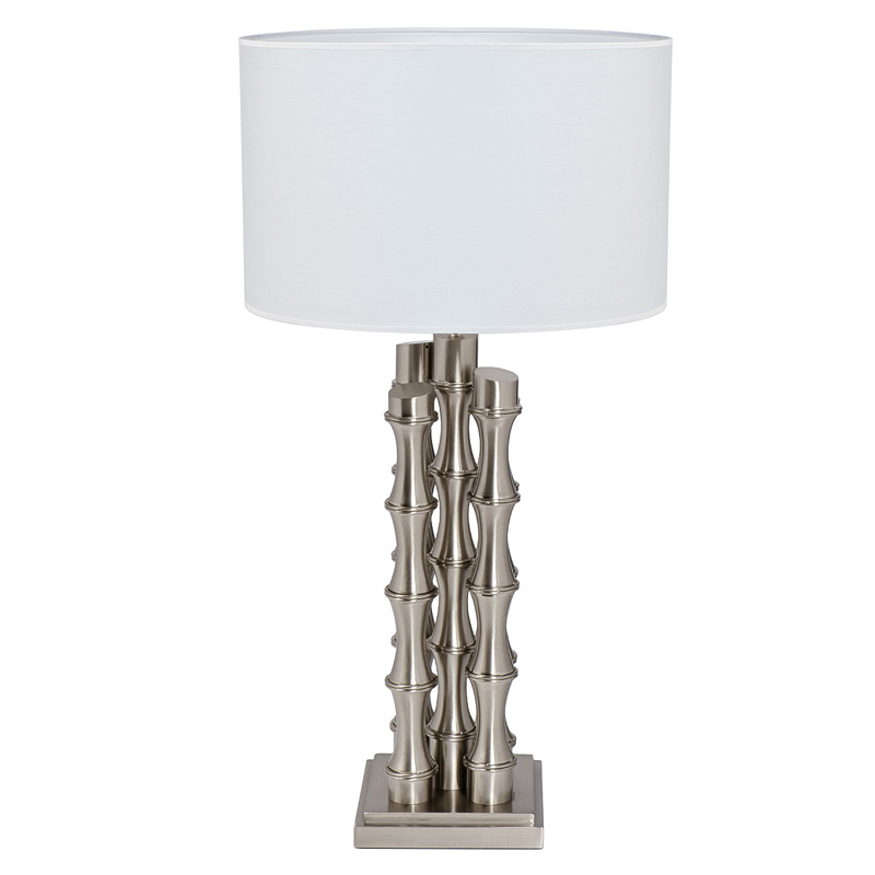 Настольная лампа с Белым Абажуром Damian Nickel Table Lamp Никель Сатин Белый Настольная лампа с Белым Абажуром Damian Nickel Table Lamp Никель Сатин Белый в Твери | Loft Concept