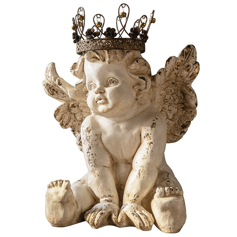 Статуэтка Angel Crown Provence Statuette Бежевый Коричневый винтаж Статуэтка Angel Crown Provence Statuette Бежевый Коричневый винтаж в Твери | Loft Concept