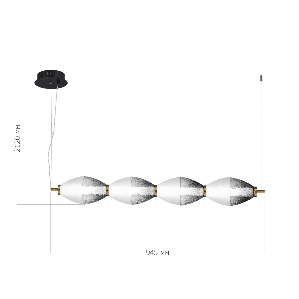 Подвесной светильник линейный в сочетании двух разных фактур стекла Enchanting в Твери